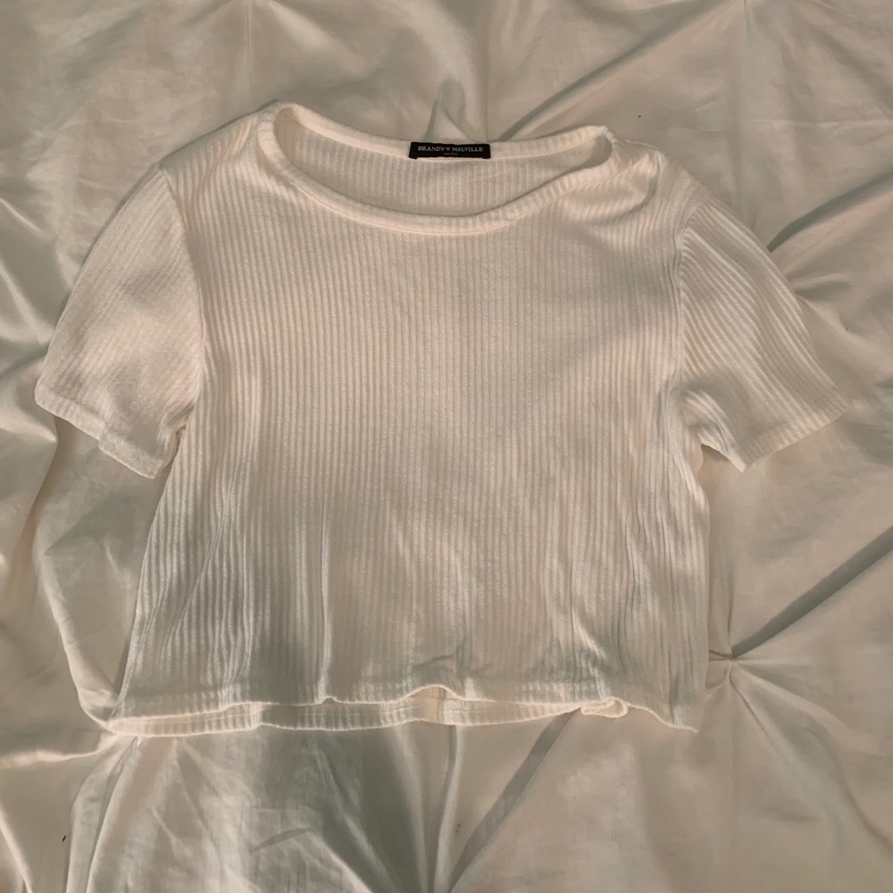 Brandy white ribbed crop top